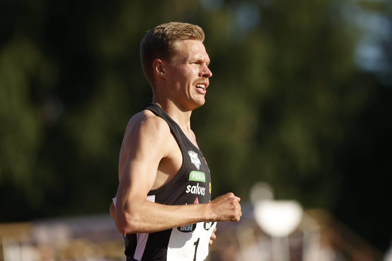 Estejuoksija Topi Raitanen ei onnistunut Kalevan kisoissa tekemään rankingsijoitusta parantelevaa suoritusta. LEHTIKUVA / RONI REKOMAA