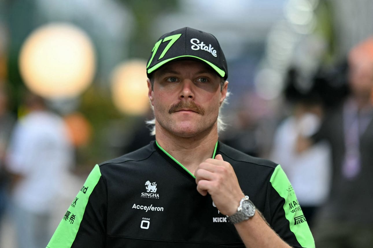 Sauberin Valtteri Bottas oli formula ykkösten Singaporen gp:n aika-ajoissa lauantaina 19:s. LEHTIKUVA/AFP