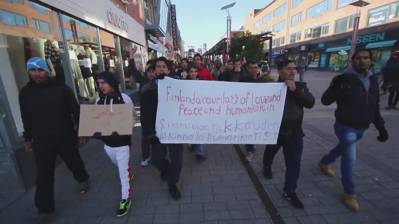 Turvapaikanhakijoiden mielenilmaus Rovaniemellä