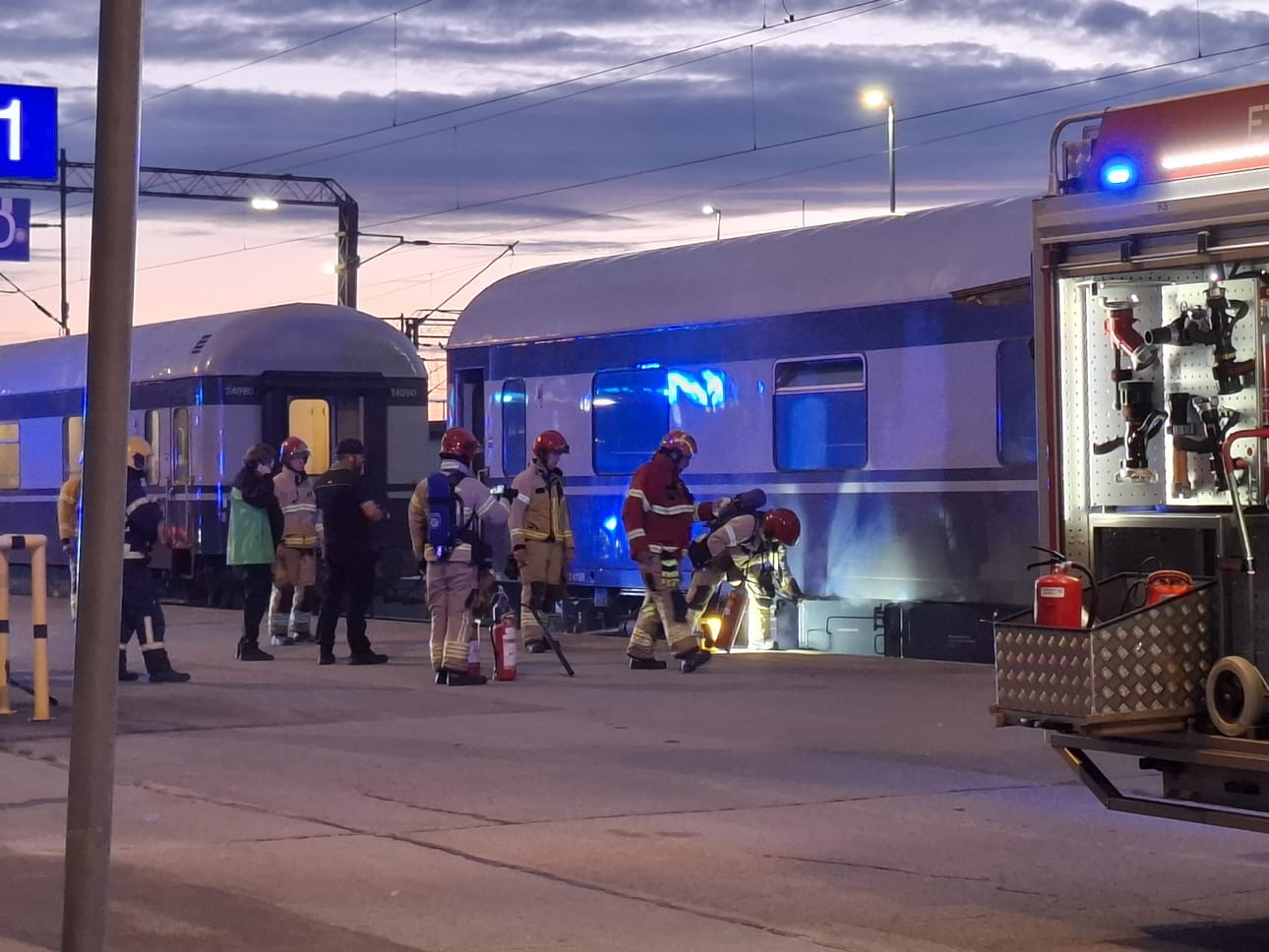Paloa sammutettiin yöllä Seinäjoen rautatieasemalla.