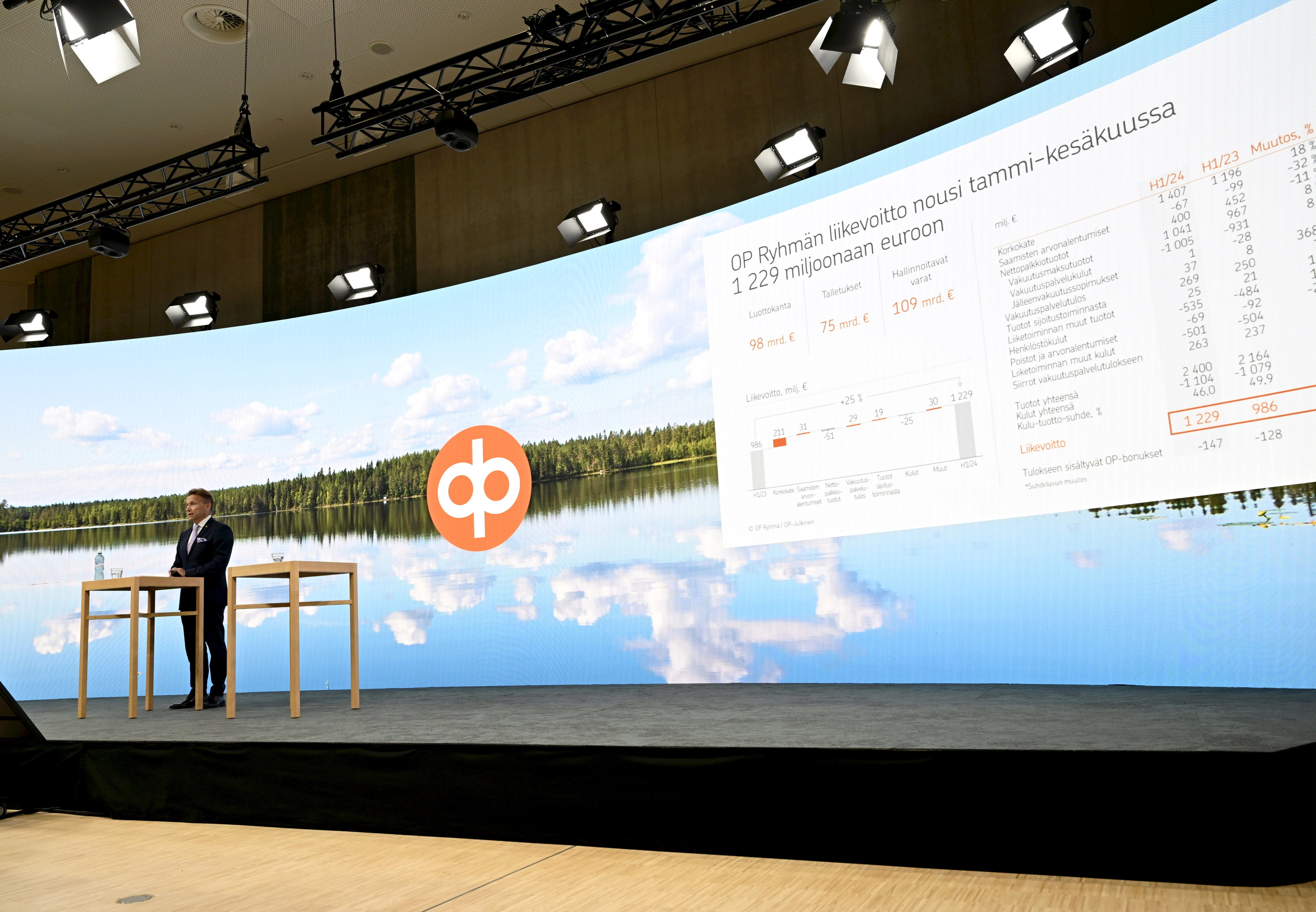 CEO Timo Ritakallio announced the OP Group's half-year results at a press conference in Helsinki on 24 July.