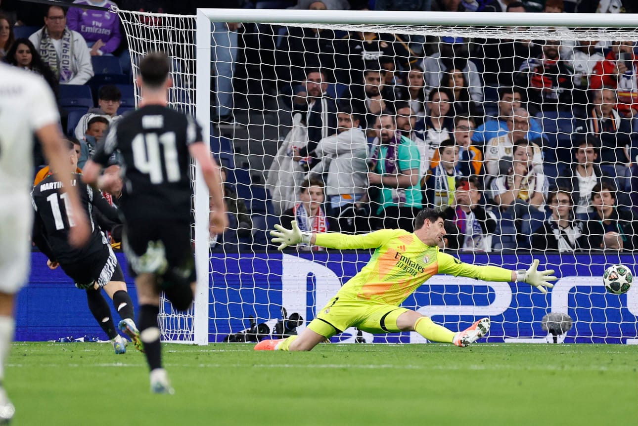 Gabriel Martinelli varmisti lisäajalla Arsenalin voiton Real Madridia vastaan. Välieräpaikka on Arsenalille ensimmäinen sitten vuoden 2009. LEHTIKUVA/AFP