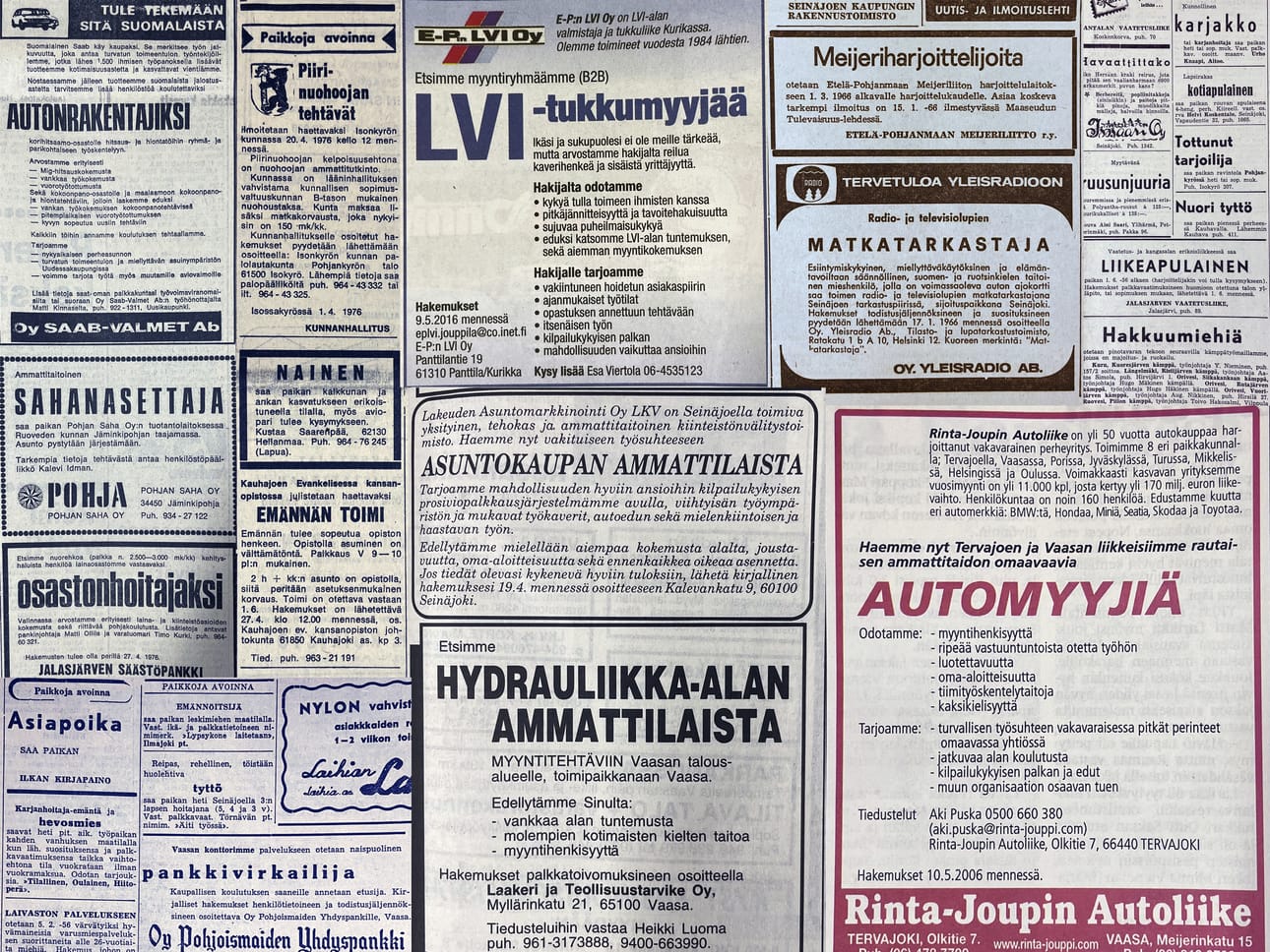 Eri sukupolvet ovat kohdanneet erilaiset vaatimukset ja erilaiset työmarkkinat. Muutos 50-luvulta eteenpäin on ollutkin melkoinen.
