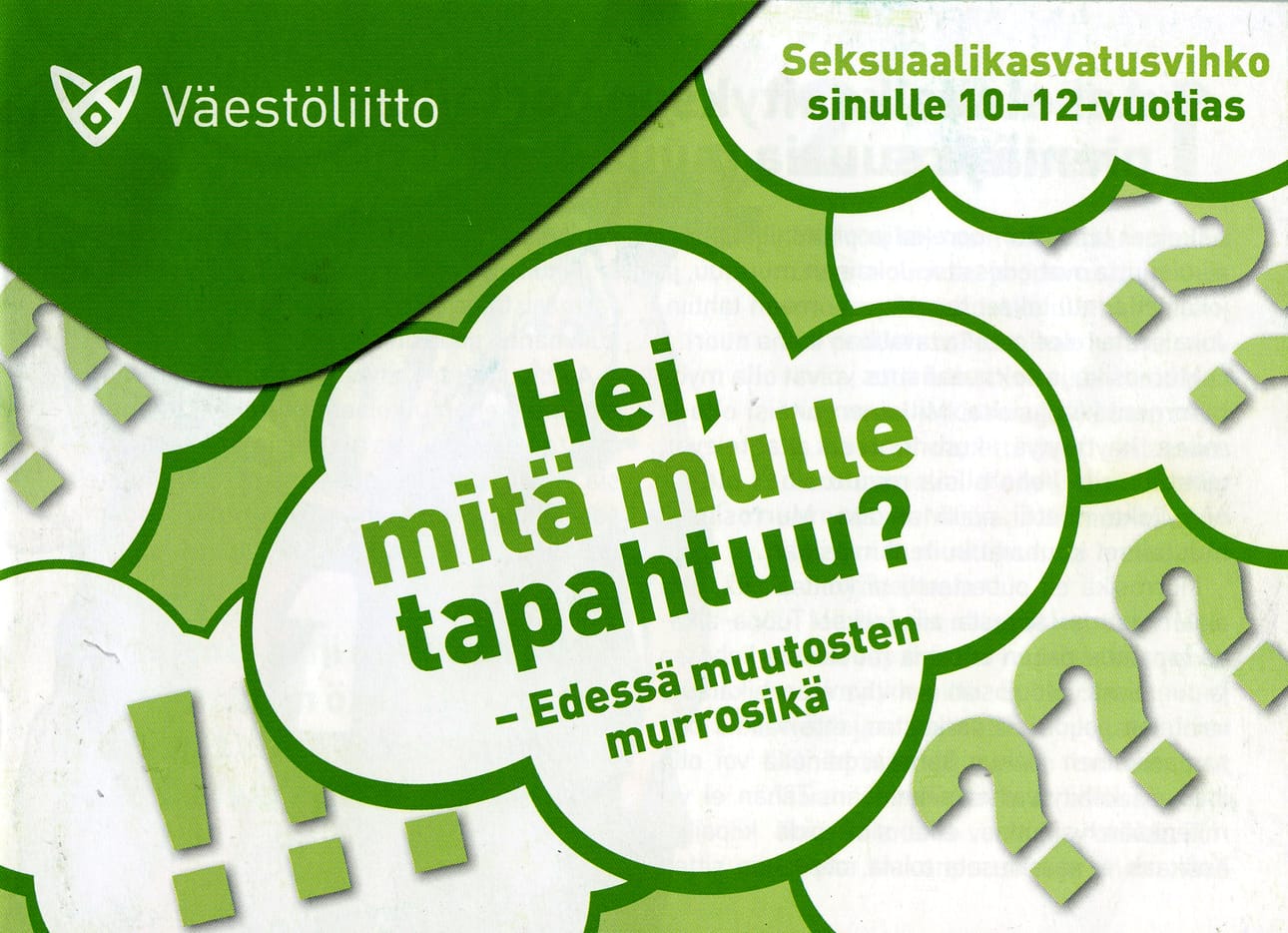 Väestöliiton seksuaalikasvatusvihko on tarkoitettu 10-12-vuotiaille.