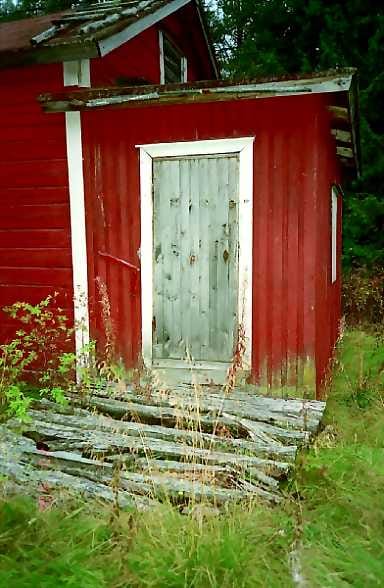 Kotitalon raput. Laho on syönyt Palsan kotia. Ehtiiö apu enää näille portaille.