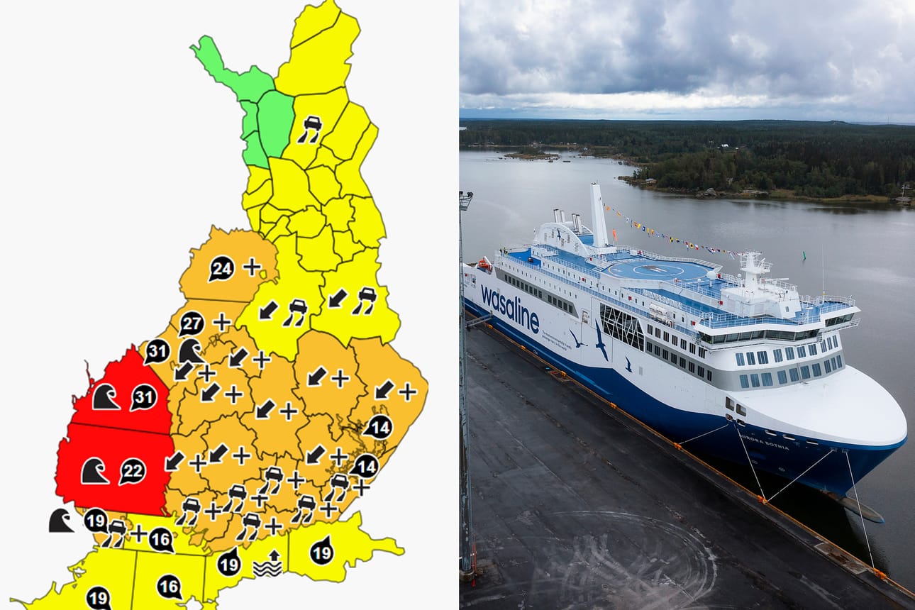 Varoituskartan lähde: Ilmatieteen laitos/Kuvaaja: Jarno Pellinen