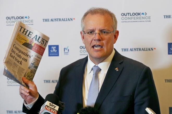 Australian pääministeri Scott Morrison haluaa kieltää homoseksuaalisten oppilaiden syrjinnän uskonnollisista kouluista. KUVA: DAVID CROSLING