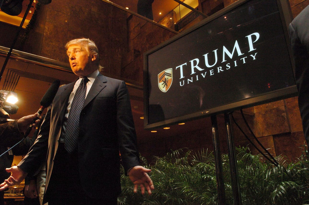 June 1, 2016 - (File Photo) -Several former employees of Trump University described the classes as a 'fraudulent scheme' focused on making money rather than educating students, according to court testimony released. PICTURED: May 23, 2005 - New York, New York, U.S. - Real estate mogul and TV star DONALD TRUMP at a press conference to announce 'Trump University' which will offer learning programs for business professionals by top scholars held at Trump Tower. (Credit Image: © Dan Herrick/KPA/ZUMAPRESS.com)