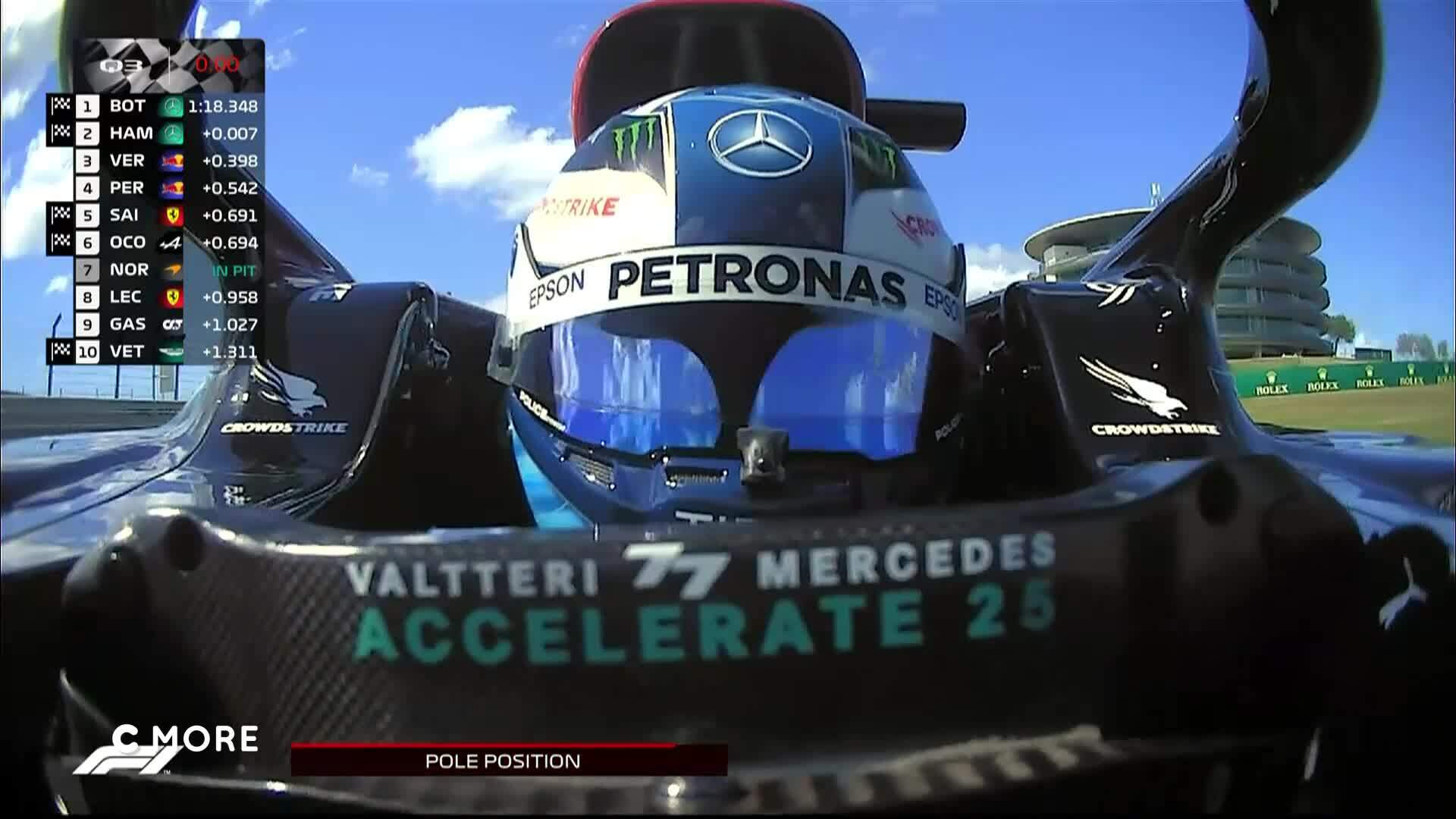 Valtteri Bottas ottaa paalupaikan Portugalin gp:ssä.
