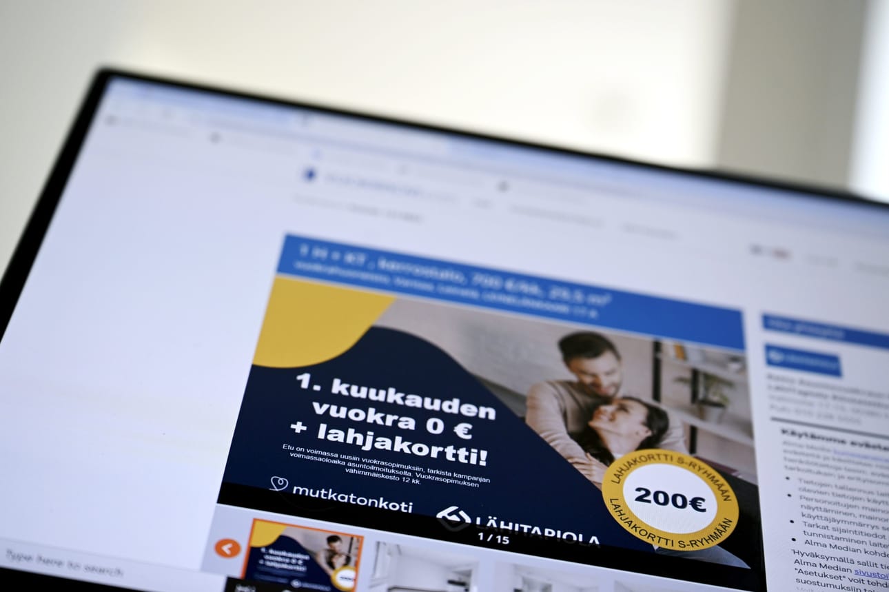 Erityisesti pääkaupunkiseudulla erilaisten vuokrakampanjoiden ja -tarjousten määrät ovat kasvaneet viime vuosina. LEHTIKUVA / Markku Ulander