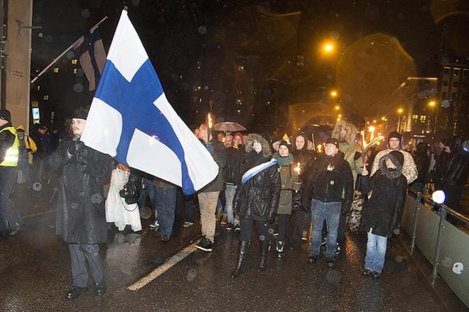 612-soihtukulkue on suurimpia Helsingissä itsenäisyyspäivänä pidettäviä kulkueita. Kuva vuodelta 2015. KUVA: Mauri Ratilainen/ arkisto