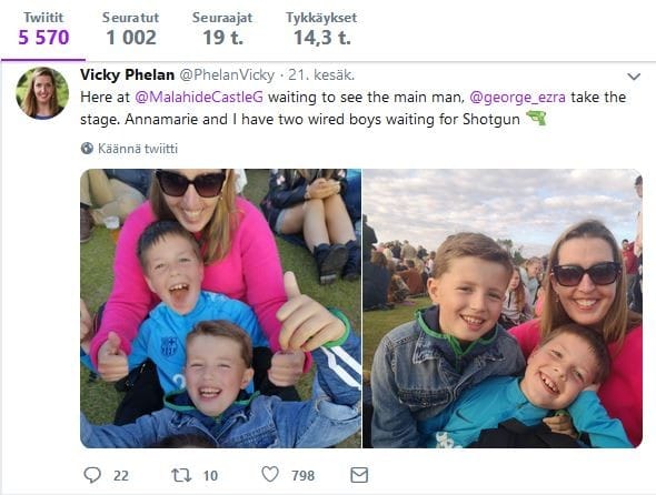 Parantumattomasti sairas Vicky Phelan julkaisi kuvia Twitterissä itsestään ja lapsistaan viime viikonloppuna. Phelanista on tullut Irlannissa julkisuuden henkilö sen jälkeen, kun hän julkisti syöpäseulontaskandaalin.