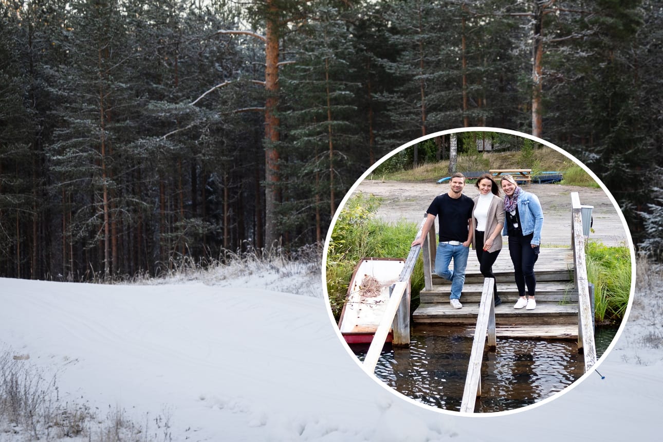 Kimmo Känsäkoski, Sannamarja Saarikoski ja Marjo Salonpää ovat osa vapaaehtoisia, jotka puuhaavat Lapualle avantosaunaa. Paikasta tuli keskustelua, mutta avantosauna rakennetaan entisen hiihtomajan kohdalle.