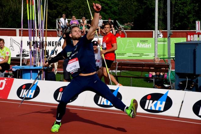Johannes Vetter keihäsvoittoon. KUVAT:KALEVI VIITA