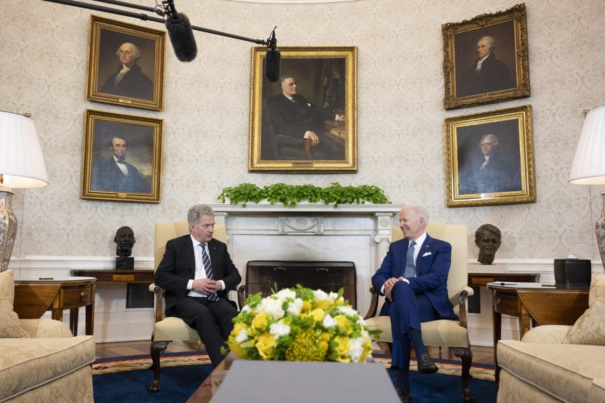 Presidentti Sauli Niinistö ja presidentti Joe Biden Valkoisessa talossa. LEHTIKUVA / JIM WATSON