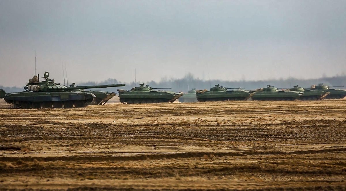 Venäjä on kasannut merkittävän määrän sotavoimaa Ukrainan rajoille. Lehtikuva/AFP