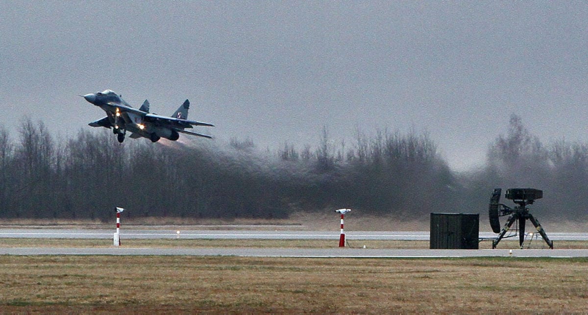 Yhdysvallat ei haluaisi Puolan lähettävän Mig-29-hävittäjiä ukrainalaisten käyttöön. LEHTIKUVA/AFP