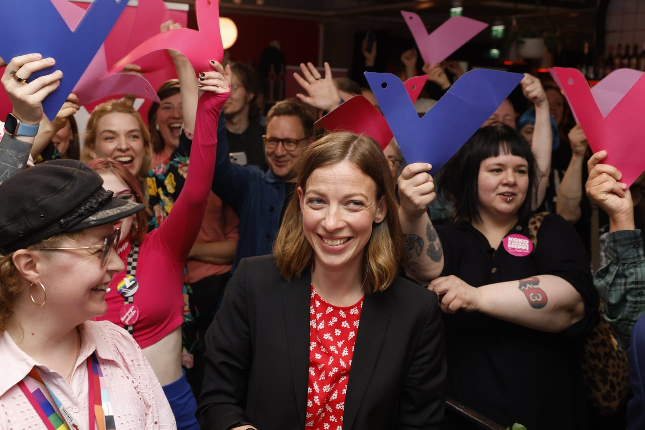 Vasemmistoliiton puheenjohtaja Li Andersson rikkoi Paavo Väyrysen nimissä olleen Suomen eurovaalien ääniennätyksen. LEHTIKUVA / Roni Rekomaa