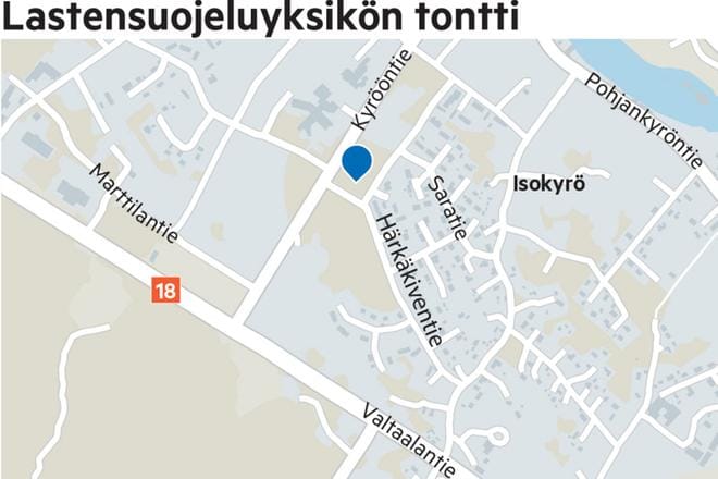 Lastensuojelun asumisyksikön tontti on Isonkyrön Välimäen alueella, lähellä koulukeskusta. KUVA: JANI KAUNISTO