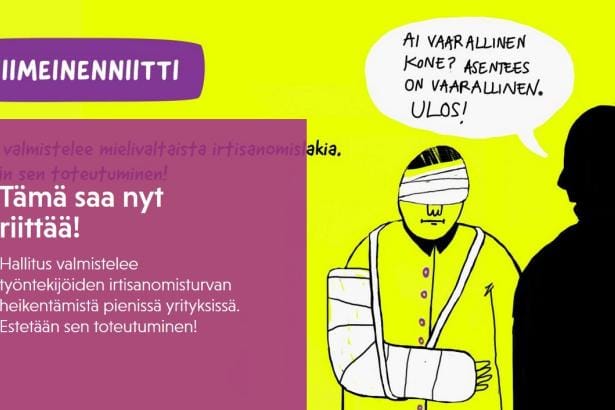 SAK:n Viimeinen niitti -mainoskampanja jatkuu kohutulla kuvalla verkkosivulla www.sak.fi/viimeinenniitti. KUVA: SAK