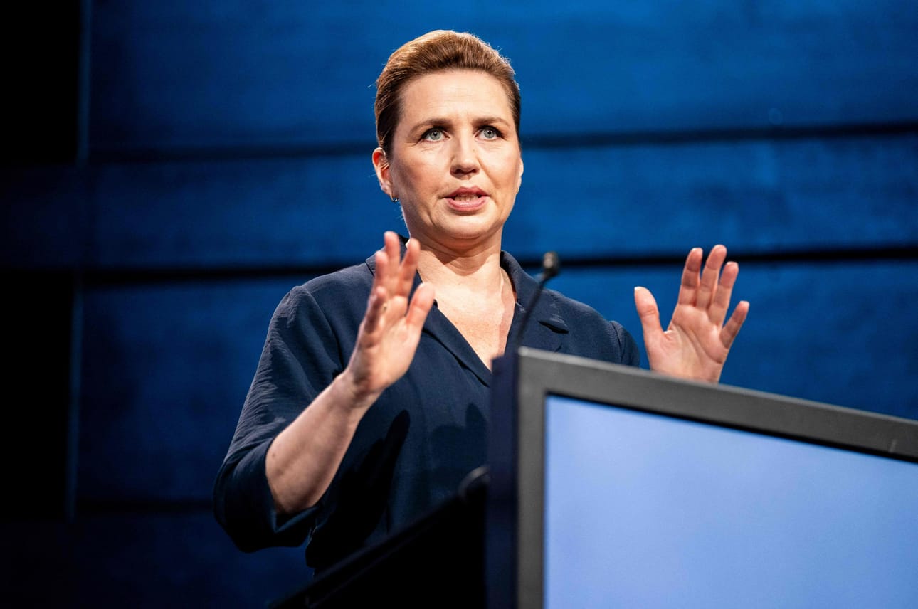 Arkistokuvassa Tanskan pääministeri Mette Frederiksen. LEHTIKUVA/AFP