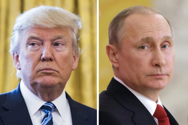 Yhdysvaltojen presidentti Donald Trump ja Venäjän presidentti Vladimir Putin tapaavat huomenna Helsingissä. KUVA: