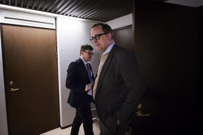 Vaasan kaupunginjohtaja Tomas Häyry osallistui maanantaina alkaneisiin Vaasan ja Mustasaaren kuntaliitosneuvotteluihin Mustasaaren kunnantalolla. KUVA: JARNO PELLINEN