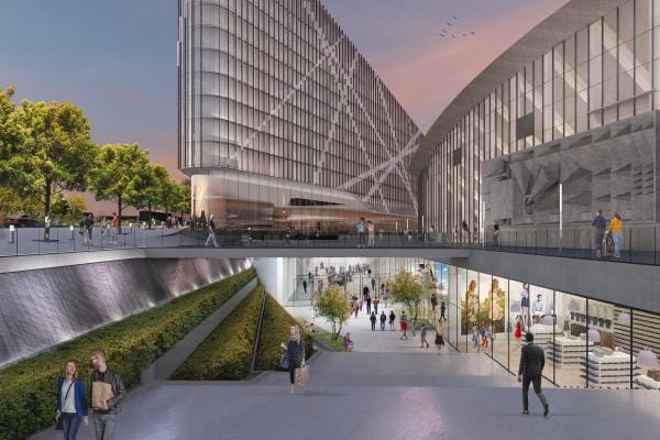 Arkkitehtien havainnekuvissa Helsinki Gardenin pohjoispään sisäänkäynti näyttää tältä.