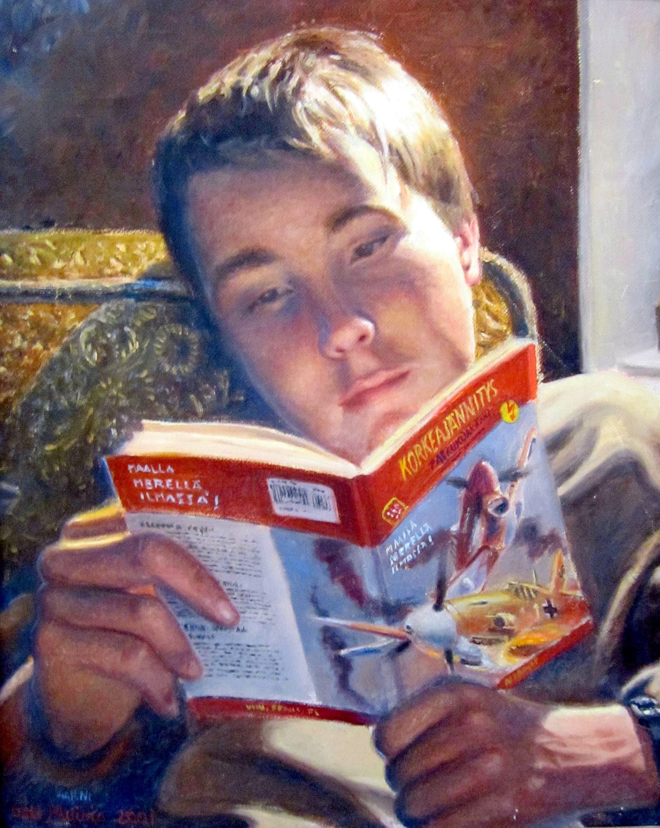Aarni lukee Korkkaria.