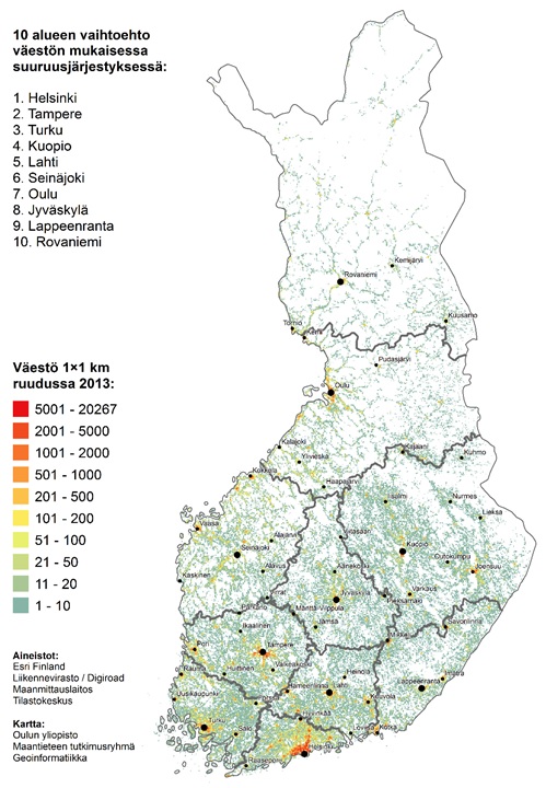 Oulun yliopistossa laaditussa kymmenen sote-alueen mallissa Kuusamo kuuluisi Lapin sote-alueeseen.