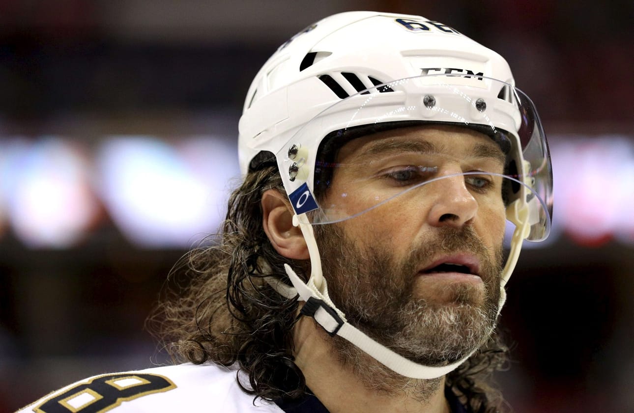 Arkistokuvassa tshekkilegenda Jaromir Jagr vielÄ NHL-kiekkoilijana. LEHTIKUVA/AFP