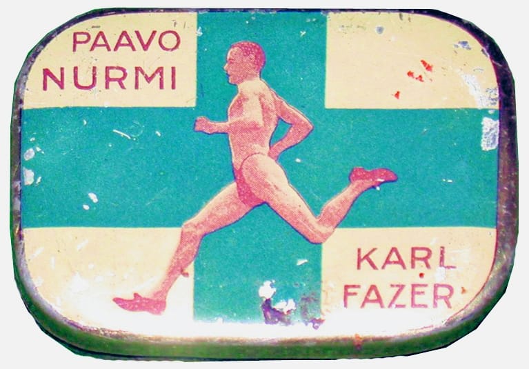 Paavo Nurmi oli aikansa julkkis. Hän pääsi myös makeisrasian kanteen.