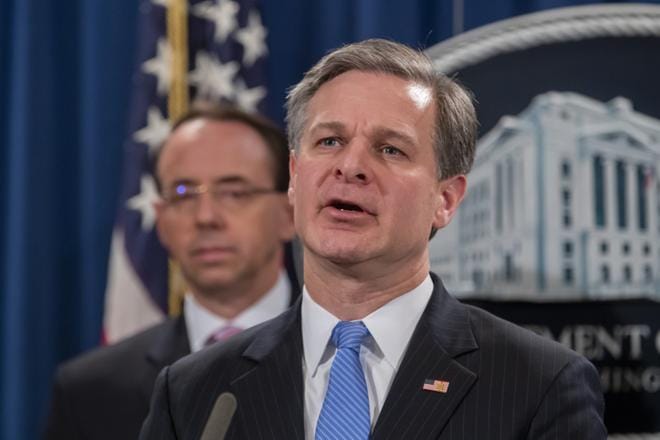 FBI:n johtaja Christopher Wray sanoo Kiinan muodostavan suurimman uhkan Yhdysvalloille kun kyse on talouteen liittyvästä vakoilusta. KUVA: ERIK S. LESSER