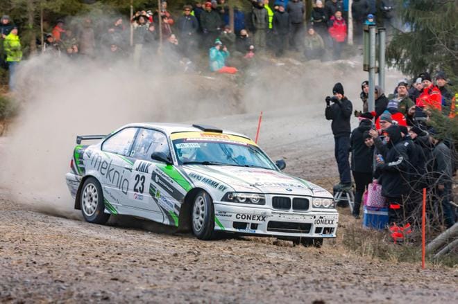 Anssi Valkonen ja Jani Pohto Jämsä-rallissa. KUVA: MARKO KYÖSTILÄ