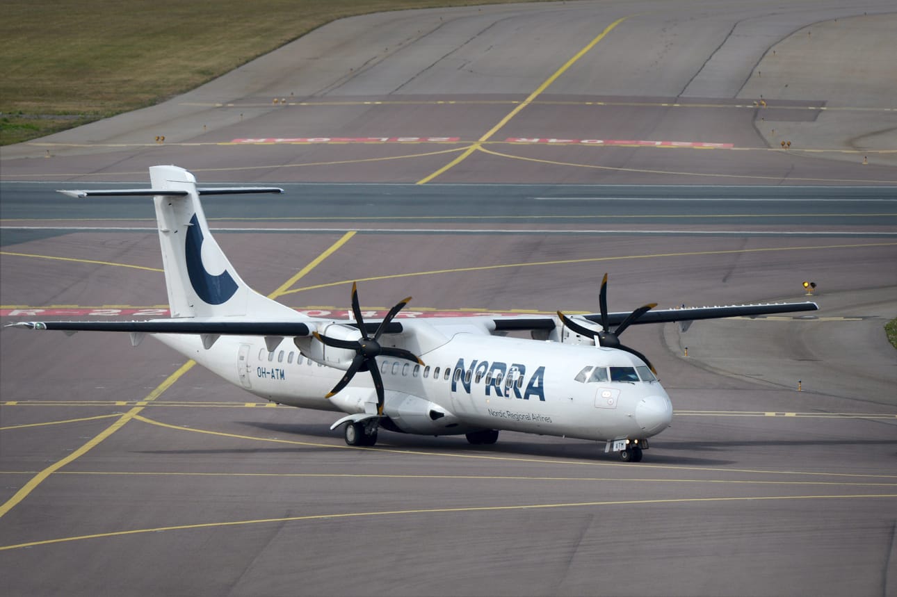 Finnairin Kuusamon-lentoja operoi Norra. Reitillä käytetään usein pokuriturbiinikoneita. Arkistokuva.