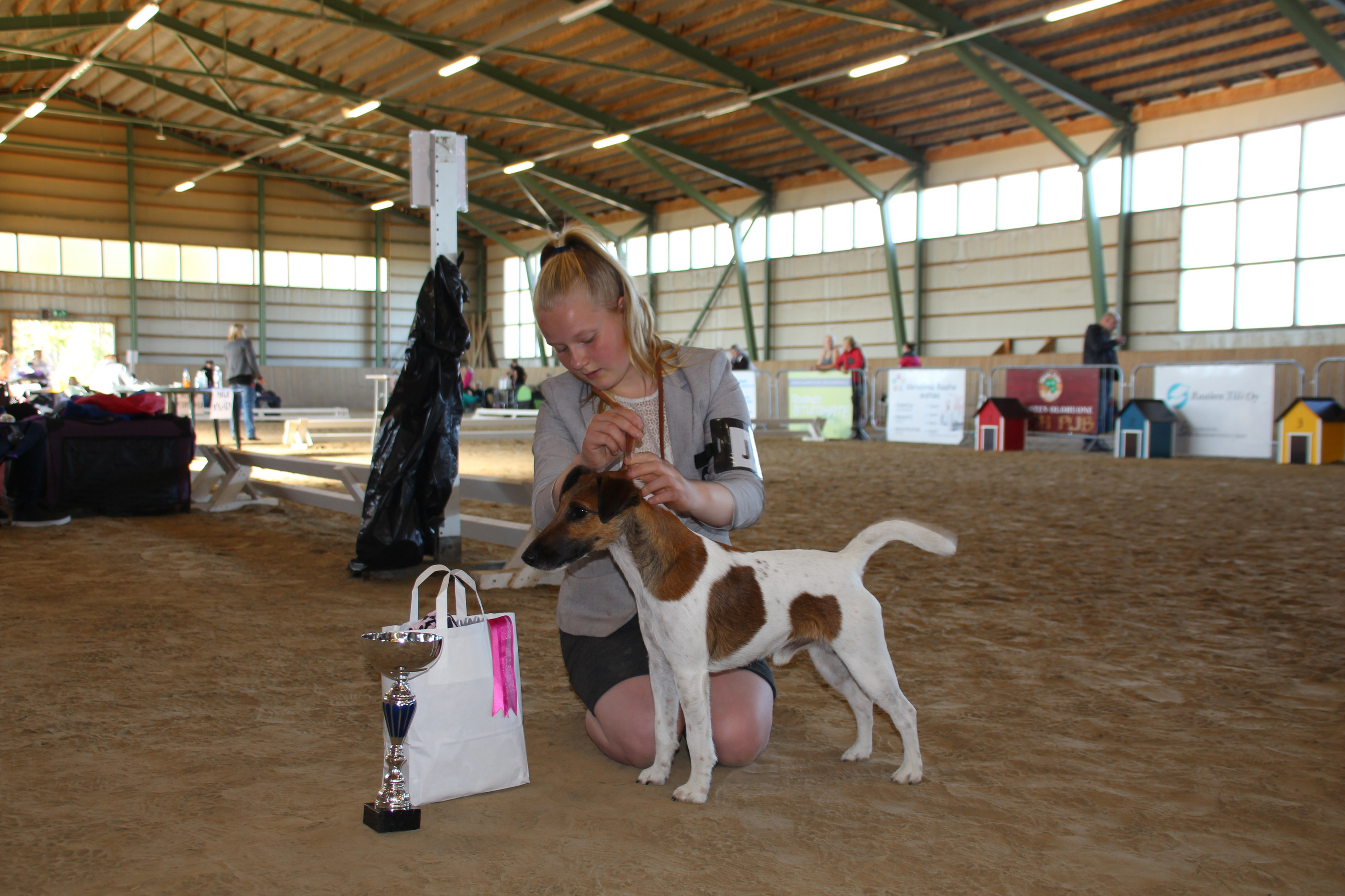 Reeta Soukka esitti junior handler-kilpailussa voitokkaasti oman koiransa, 3-vuotiaan Käki-kettuterrierin.