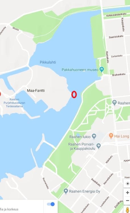 Sulan kohdan paikka merkittynä karttaan.