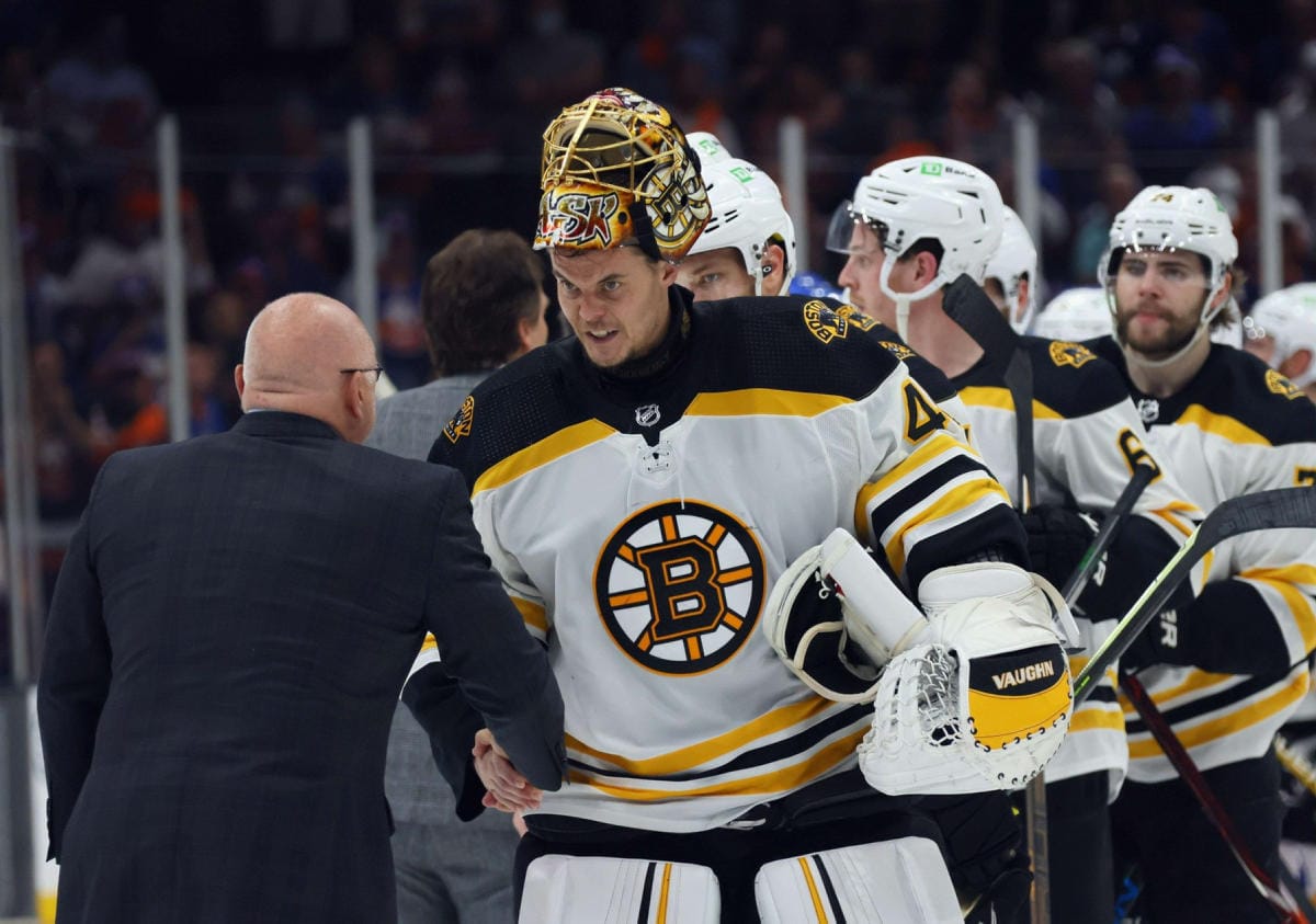 Bostonin maalivahtina pelasi Tuukka Rask, jolle ottelu oli lonkkaleikkauksen jälkeen kauden kolmas. Rask on nyt torjunut kaksi voittoa. Kuva viime kesäkuulta. LEHTIKUVA / AFP