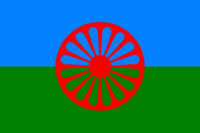 Romanien kansainvälinen lippu hyväksyttiin romanien ensimmäisessä maailmankongressissa vuonna 1971. ARKISTOKUVA