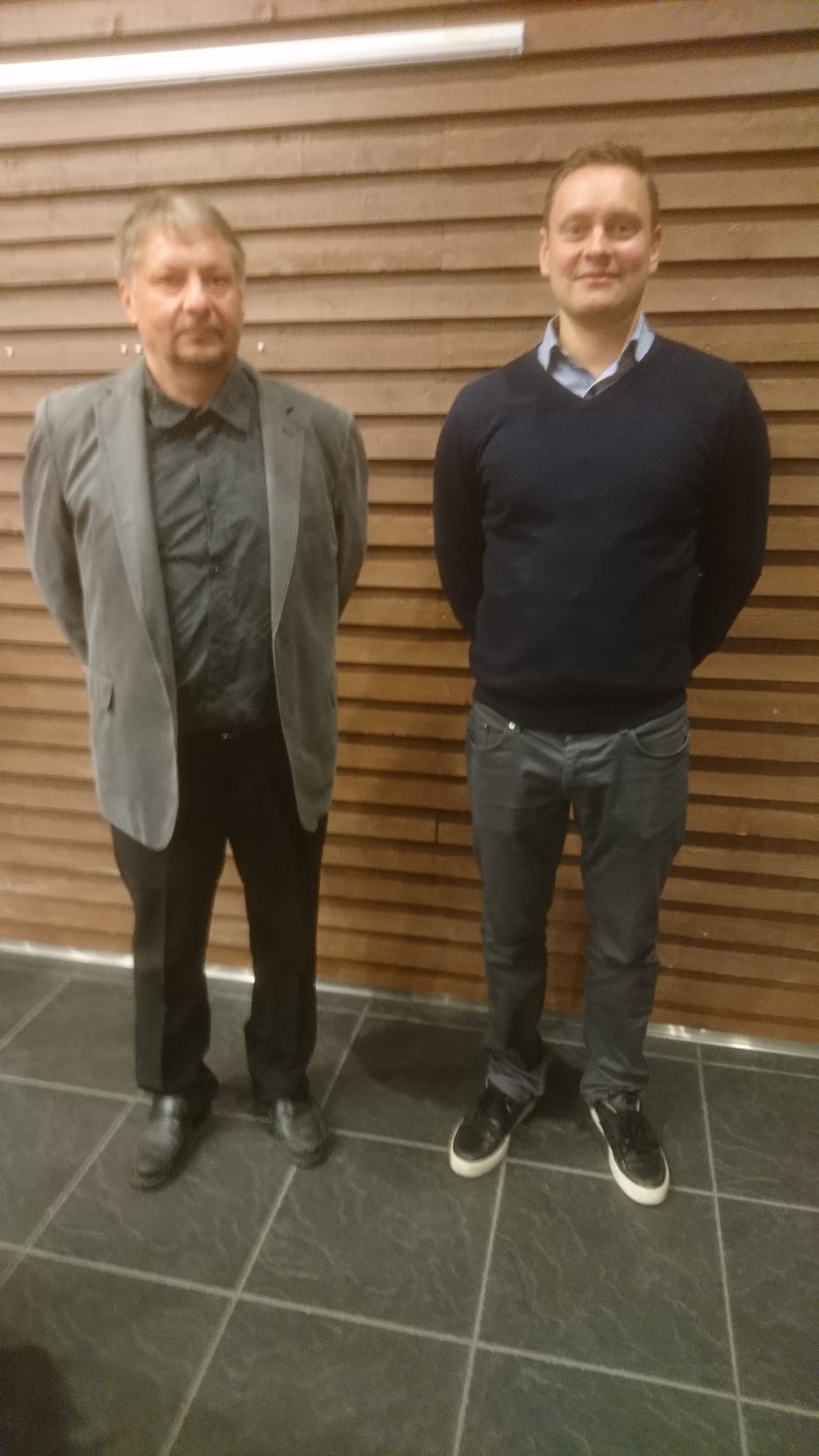 Kari Kylli Viria Oy:stä ja Olli Kujanperä Caruna Oy:stä Rukan seminaarissa.
