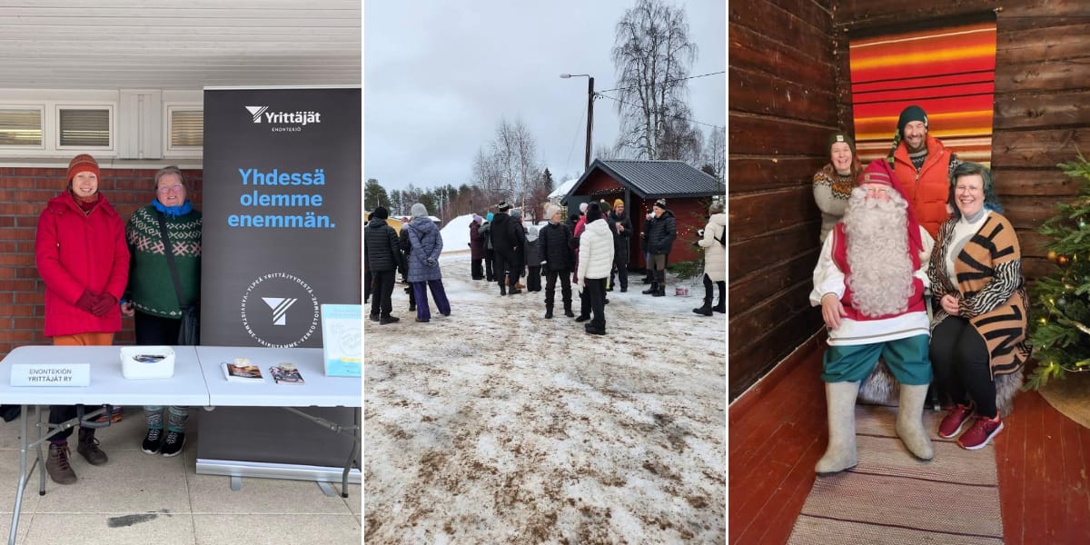 Yrittäjäyhdistysten toiminta tarjoaa mahdollisuuksia verkostoitumiseen, uusien yhteistyösuhteiden rakentamiseen ja kokemusten vaihtamiseen. Kuvissa Enontekiön ja Ylitornion Yrittäjien tapahtumia.
