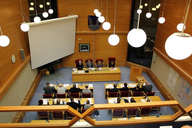 Evijärven valtuustosali. Arkistokuva: Johanna Kataja.