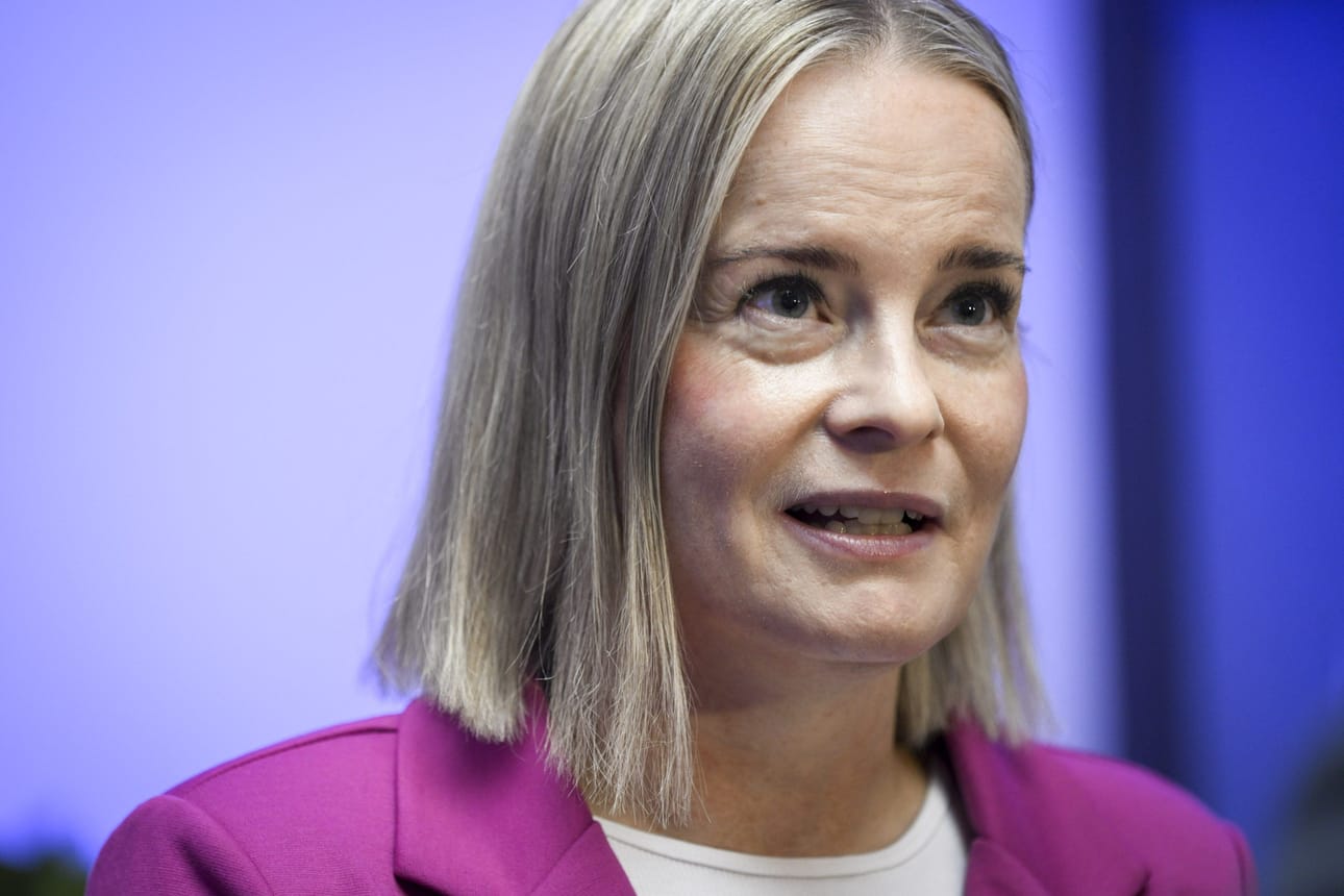 Vaikeudet Ukraina-tukea koskevissa neuvotteluissa ennustavat vaikeuksia myös seuraavissa tukivaiheissa Ukrainalle, arvioi valtiovarainministeri Riikka Purra (ps.). tiistaina Brysselissä EU-maiden valtiovarainministerien kokouksen jälkeen. LEHTIKUVA / Emmi Korhonen