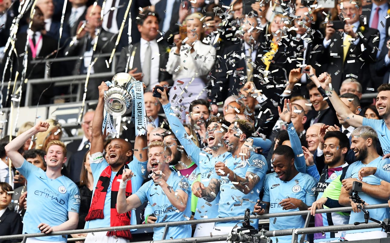 Manchester City juhli Englannin cupin finaalivoittoa lauantaina.