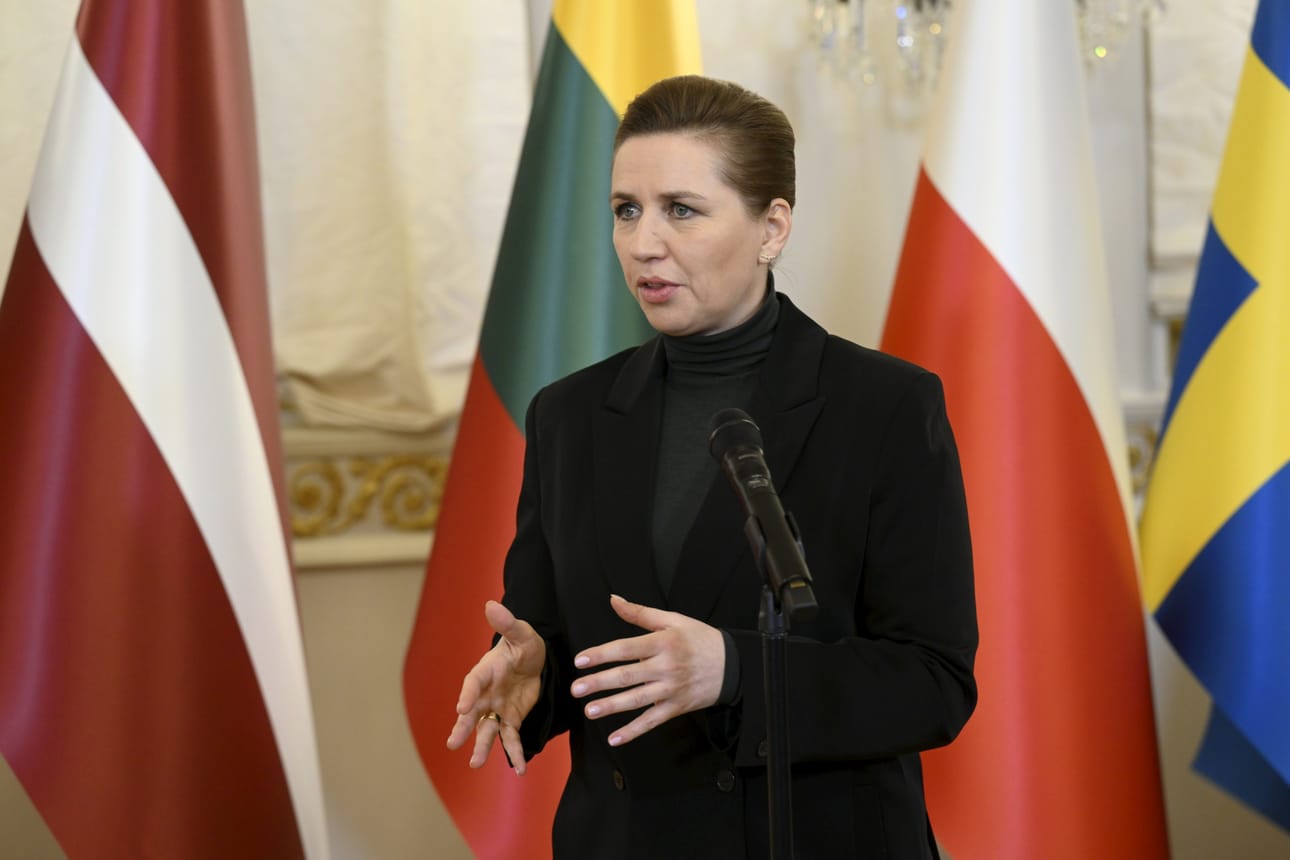 Pääministeri Mette Frederiksenin tiedotteesta ei käy ilmi, keskustelevatko johtajat myös Grönlannin tilanteesta. LEHTIKUVA / VESA MOILANEN