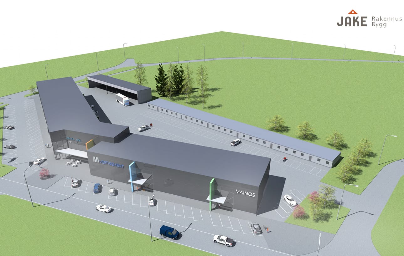 Havainnekuva liikekeskuksesta.