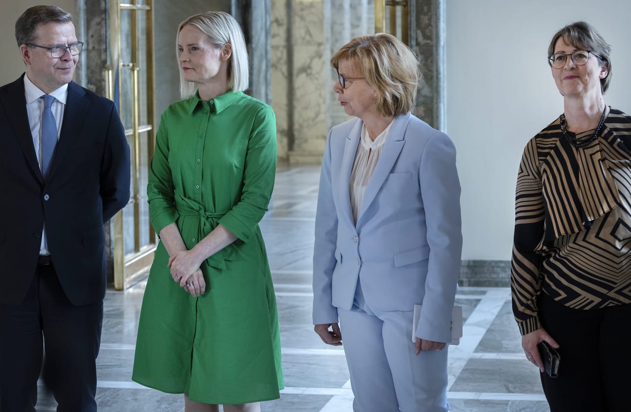 Petteri Orpo, Riikka Purra, Anna-Maja Henriksson ja Sari Essayah ovat hallitusneuvotteluissa olevien puolueiden puheenjohtajat.