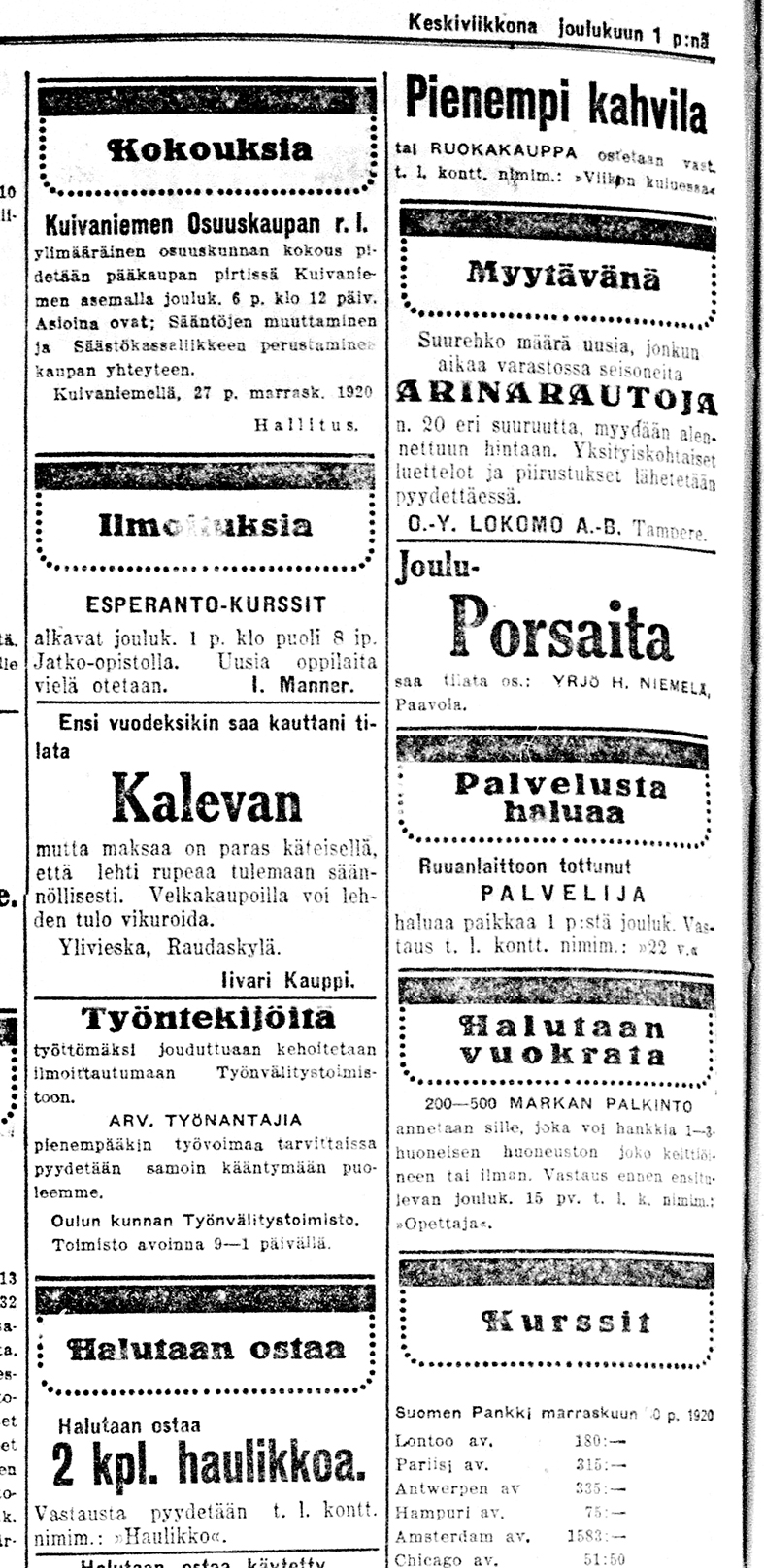 Vanha Kaleva: Johtajan talvipalttoo saatiin sentään takaisin varkaan jäljiltä