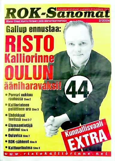 Ehdokas esiin. Risto Kalliorinne uskoo painettuun sanaan. ROK-sanomat toi paikan puoluejohdossa, mutta miten käy valtuustopaikan?