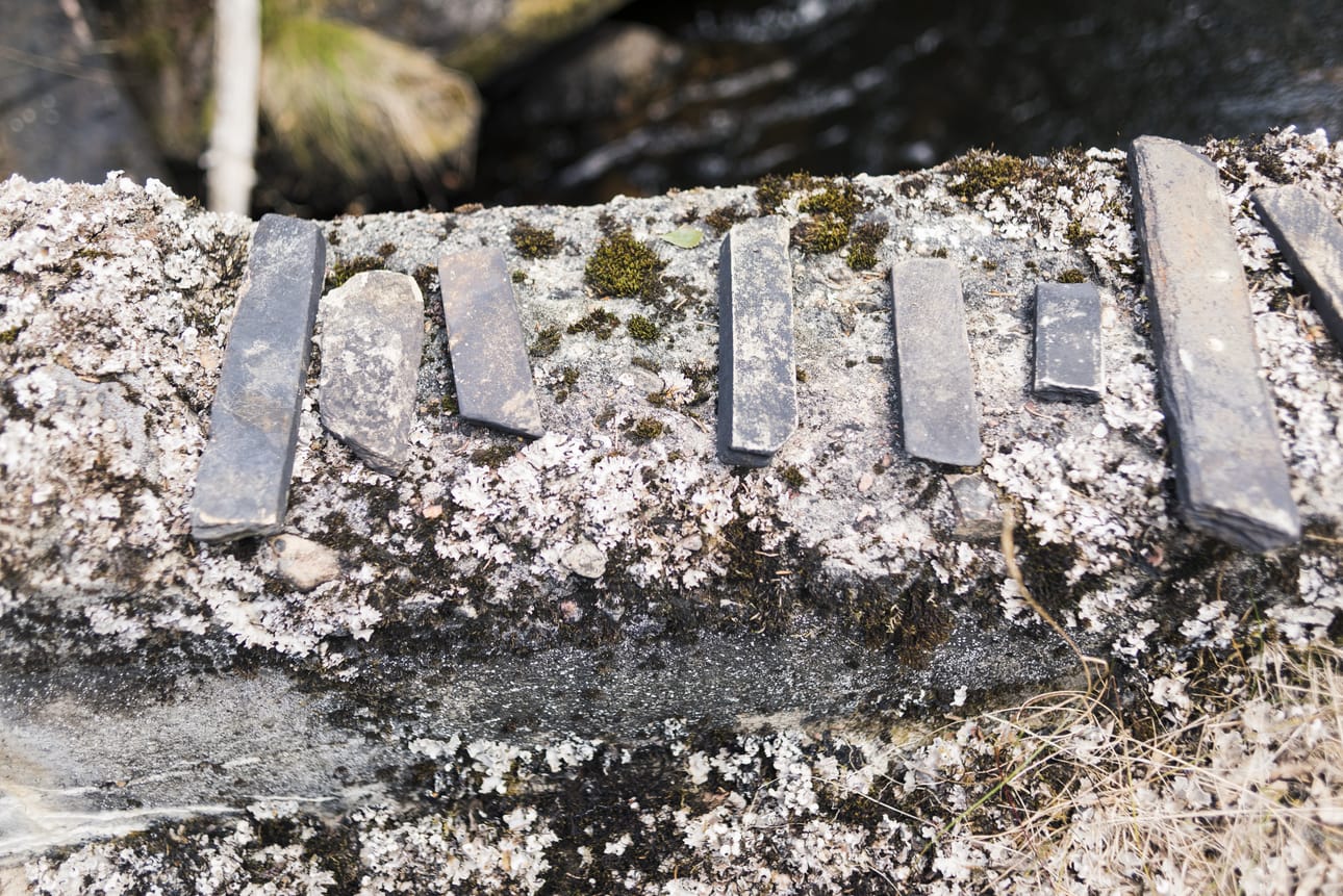 Liippakiviä on siroteltu myllyn ympäristöön joka puolelle. Seija Pitkäsen isä, Lehto-Kallena tunnettu, toimi liippakivitehtaan johtajana ennen sotia.